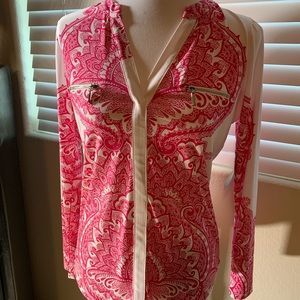 INC NWT Fusia pink and white Top
